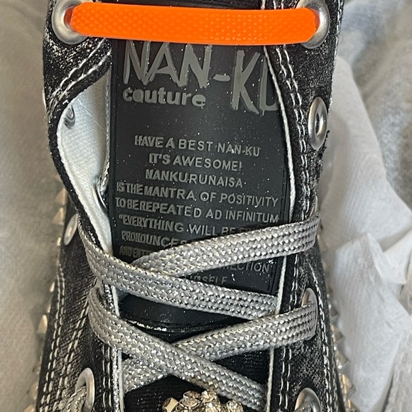Nan-Ku Couture, Black Hightop Studded Sneaker, free people size 38 - Picture 2 of 6